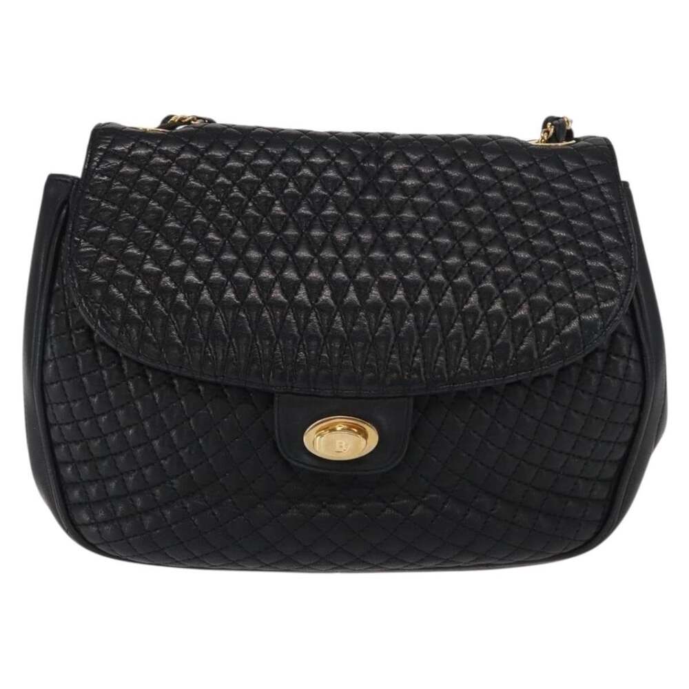 Bally Leather Chain Shoulder Bag Black
